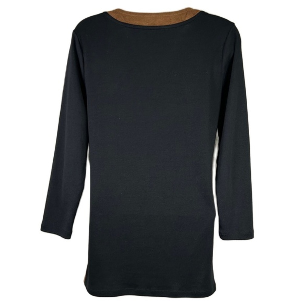 Lauren Ralph Lauren Tunic Top Long Sleeve V Neck Cotton Vegan Suede Office - Picture 3 of 8